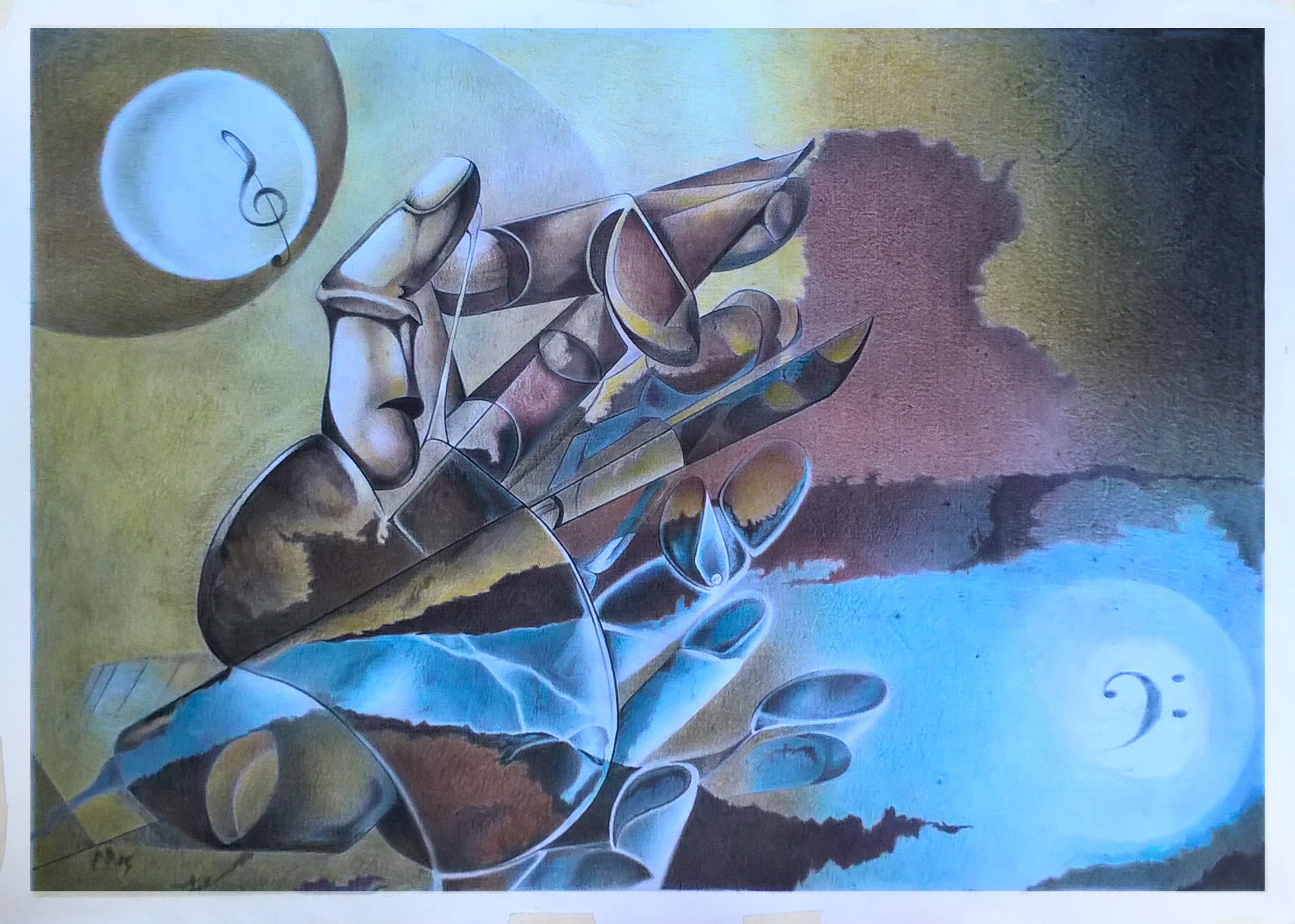 MANO - matita colorata su carta 70x50. Esposto alla Mostra Arcaico e Presente a Roma - Hotel Oxford