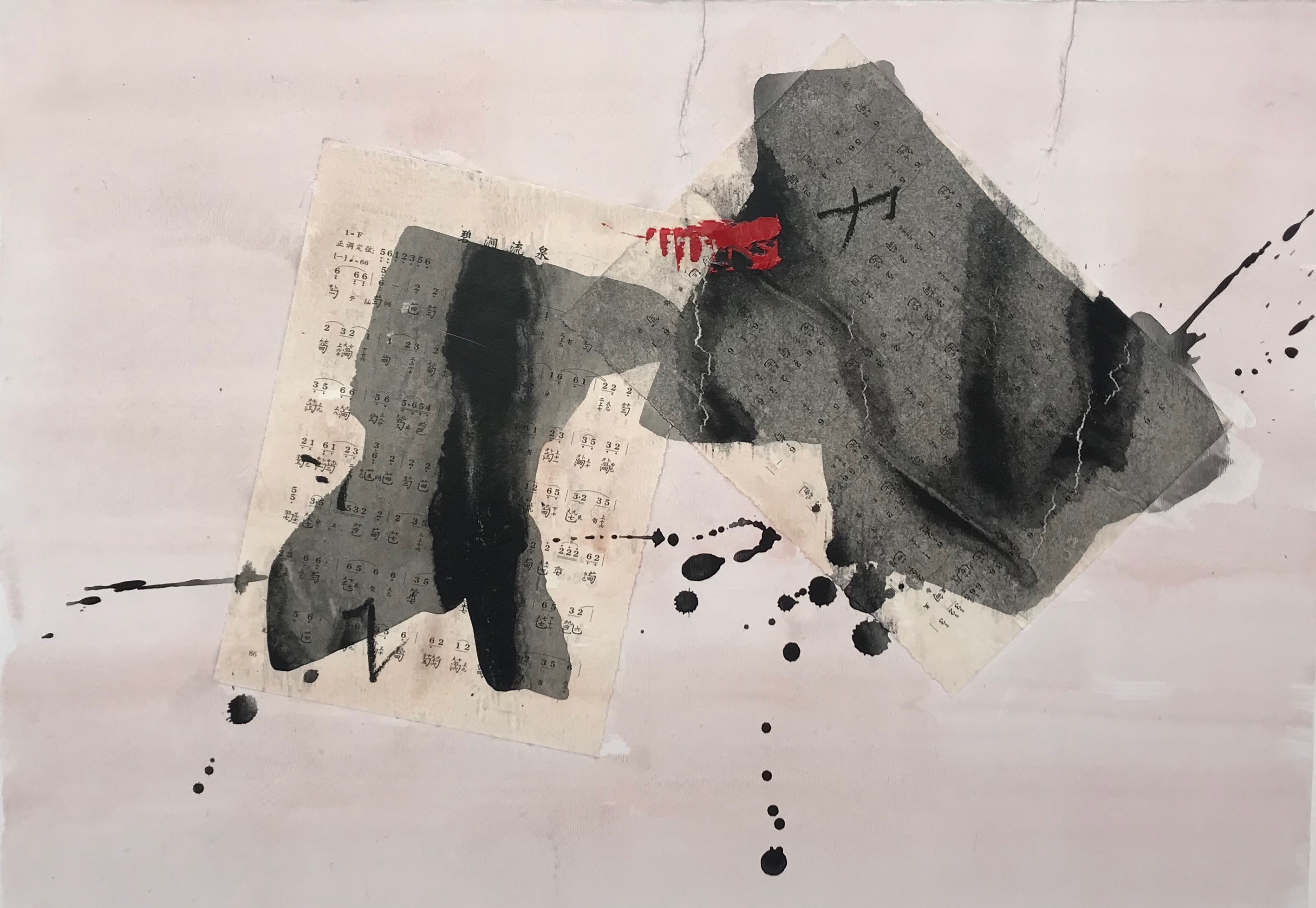 Musica senza musica-grigio - tecnica mista - 70x50 cm