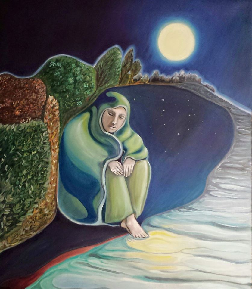 LA NOTTE - olio su tela 70x80 - 2017. Esposto alla Mostra Arcaico e Presente a Sutri - Palazzo del Drago