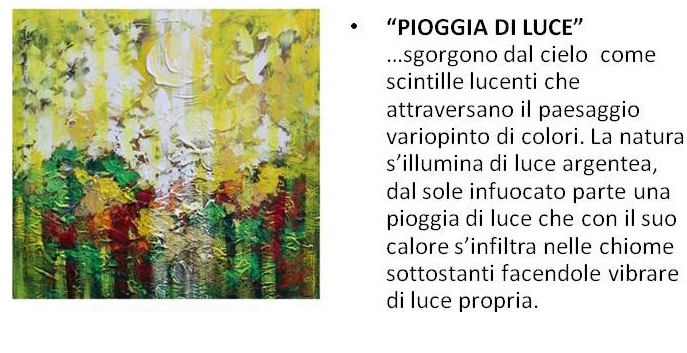 PIOGGIA DU LUCE - acrilico su tela 100x100 - 2012. Esposto alla Mostra Arcaico e Presente a Sutri - Palazzo del Drago