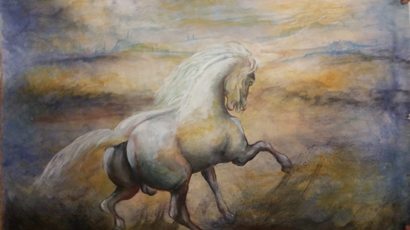 LIBERA SCELTA - <a href="https://www.collettivo-oxford.com/donatella-giovannetti/">opera a due mani</a> - acrilico su tela 90 x80. Esposto alla Mostra Arcaico e Presente a Roma - Galleria GARD