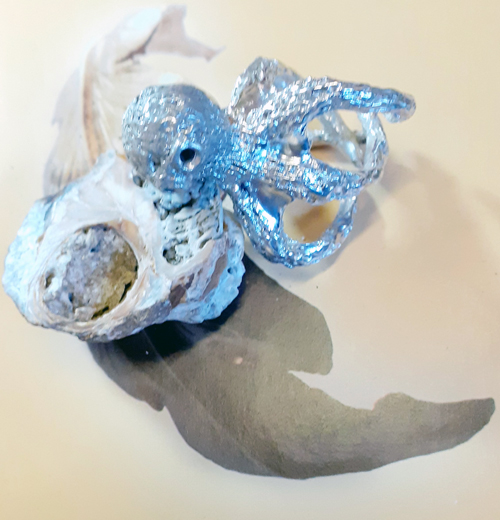 POLPO - anello scultura in argento 5cm x 4cm. Esposto alla Mostra Arcaico e Presente al Castello di Santa Severa - SANTA MARINELLA
