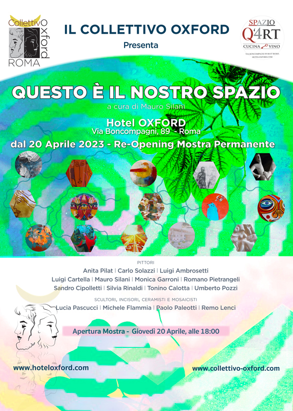 RE-OPENING MOSTRA PERMANENTE dall'20 Aprile 2023 presso lo Spazio Q'ART dell' Hotel Oxford